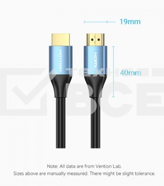 Кабель Vention HDMI High speed v2.0 with Ethernet 19M/19M - 8м