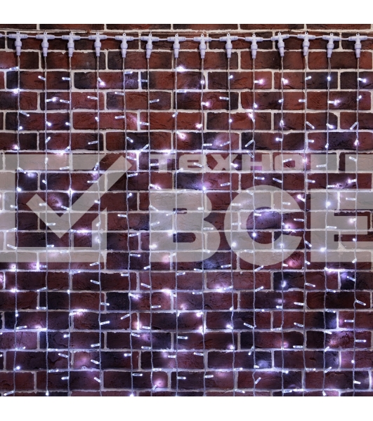 Гирлянда Neon-night Занавес 2х9м 1200 LED белый прозрачный ПВХ IP65 эффект мерцания 230В соединяется, нужен блок