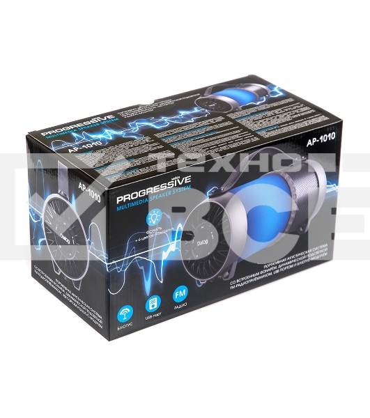 Колонки Dialog Progressive AP-1010 - акустическая колонка-труба c RGB фонарем, 12W RMS, Bluetooth, FM+USB+SD