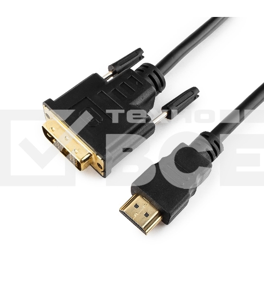 Кабель HDMI-DVI Cablexpert CC-HDMI-DVI-7.5MC, 19M/19M, single link, медь, позол.разъемы, экран, 7.5м, черный, пакет