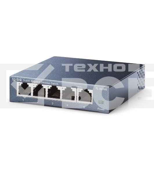 Коммутатор TP-Link SOHO TL-SG105 5-port Desktop Gigabit Switch, 5 10/100/1000M RJ45 ports, metal case