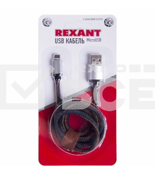 Кабель Rexant (18-4242) USB кабель MicroUSB, шнур в джинсовой оплетке 