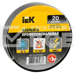 Изолента Iek UIZ-20-10-K02 0,18х19 мм черная 20 метров ИЭК