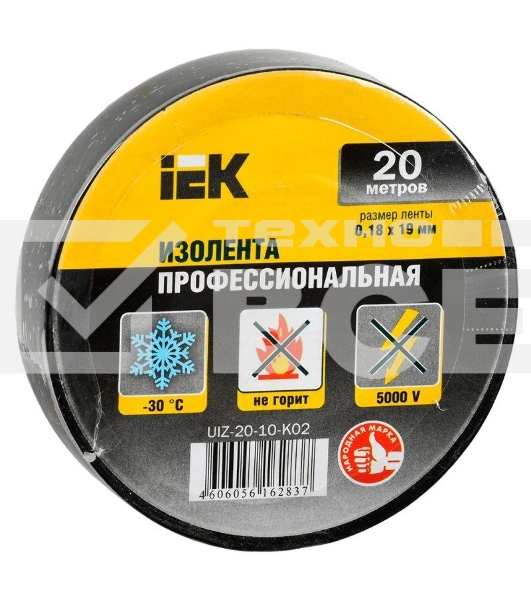 Изолента Iek UIZ-20-10-K02 0,18х19 мм черная 20 метров ИЭК
