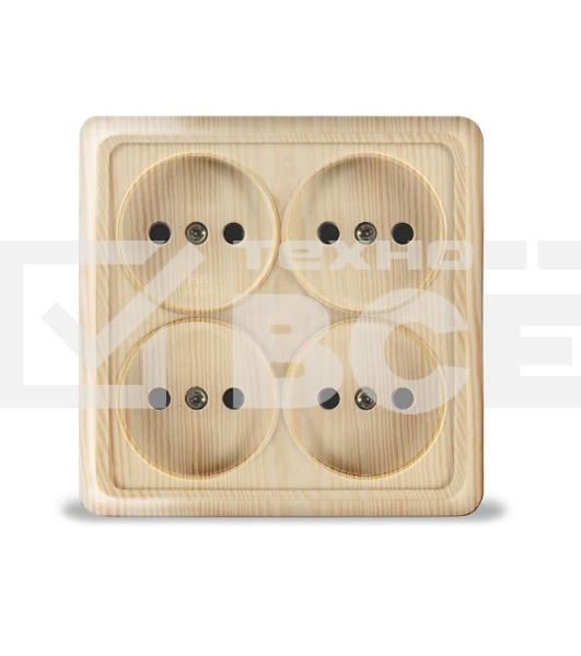 Розетка 4-м ОП Олимп без заземл. квадрат сосна UNIVersal 1176
