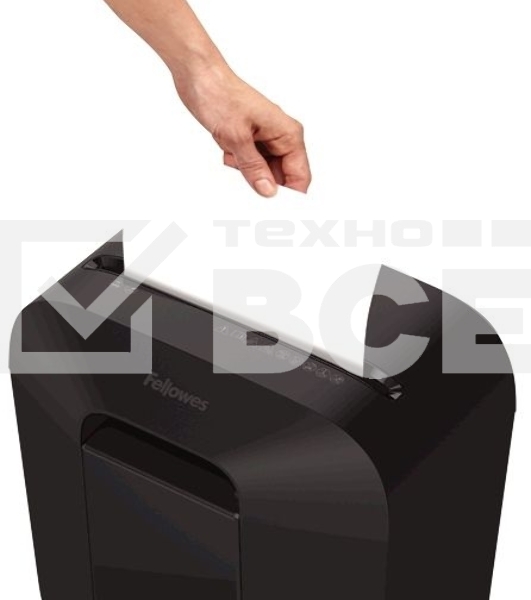 Шредер Fellowes PowerShred LX25 черный (секр.P-4)/перекрестный/6лист./11.5лтр./скрепки/скобы/пл.карты