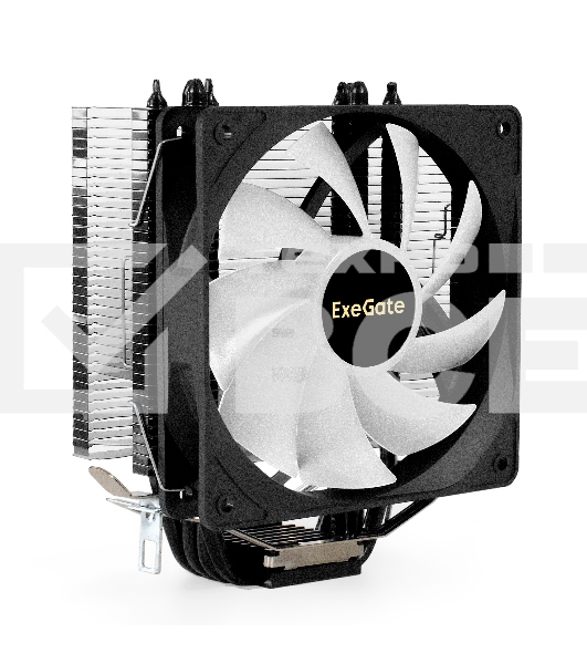Кулер для процессора ExeGate Dark Magic EE400XL-PWM.ARGB серебристый, 120 мм, алюминий/медь, 2400 об/мин, 37 дБ, 4 pin, 125 Вт, 155 мм