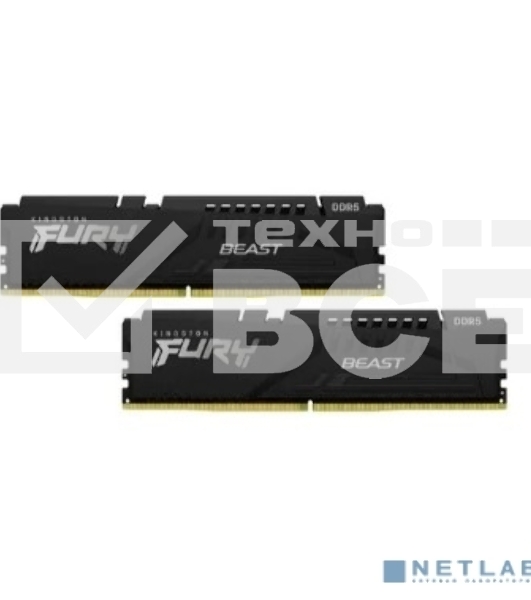 Оперативная память Kingston Fury Beast, DDR5, 16GB (2x8GB), 5200MHz, CL36, DIMM, радиатор, чёрный