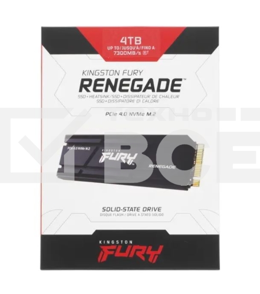 Накопитель SSD Kingston Fury Renegade, 4Tb, PCIe 4.0 x4, M.2 2280, NVMe, R/W 7300/7000, с радиатором