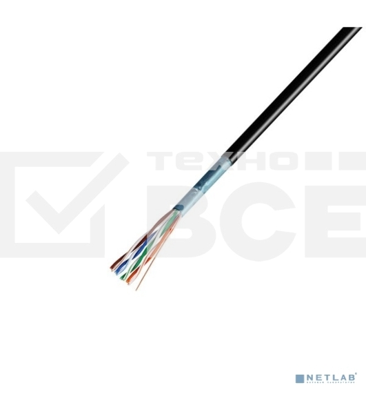Кабель витая пара Rexant F/UTP, категория 5e, ZH нг(А)-HF, 4PR, 24AWG, внешний, черный, 305 м