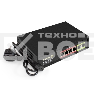 Коммутатор неуправляемый ExeGate EDGS-1006D.4PoE-65W (6-портовый гигабитный UTP 10/100/1000 Base-T: 4 порта IEEE 802.3af (PoE), мощность PoE: 15,4W, суммарно 65W, 2 порта RJ45 uplink, настенный/настольный, металлический корпус)