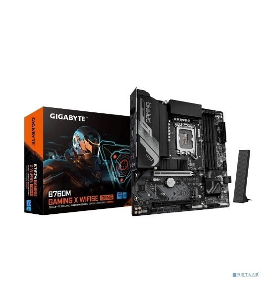 Материнская плата Gigabyte B760M GAMING X WIFI6E GEN5, LGA1700, Intel B760, 4xDDR5, 4xSATA, 2xM.2, 1xPCIe 5.0 x16, 1xPCIe 3.0 x4, 1xHDMI, 1xDP, 1x2.5Gb LAN, Wi-Fi 6E, Bluetooth 5.3, 3xUSB-A 5Gbps, 5xUSB-A 2.0, 3x3.5 мм, 7.1, mATX