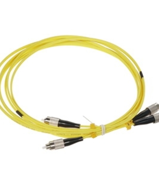 Патч-корд волоконно-оптический Hyperline FC-D2-9-FC/UR-FC/UR-H-1M-LSZH-YL(шнур) SM 9/125 (OS2), FC/UPC-FC/UPC, 2.0 мм, duplex, LSZH, 1 м