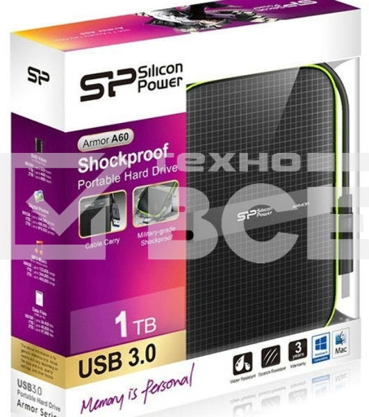 Жесткий диск Silicon Power USB 3.0 1Tb A60 SP010TBPHDA60S3K Armor 2.5