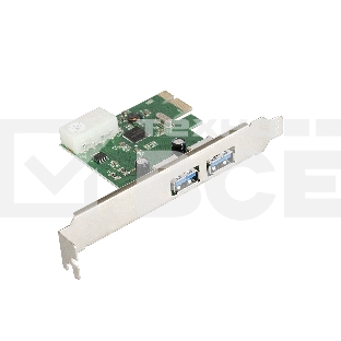 Контроллер ExeGate EXE-319 PCI-E 2.0, 2*USB3.0 ext, разъем доп.питания (OEM)