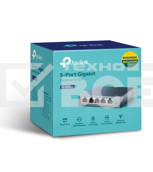 Коммутатор TP-Link SOHO TL-SG105 5-port Desktop Gigabit Switch, 5 10/100/1000M RJ45 ports, metal case