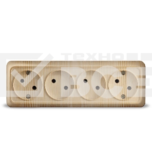 Розетка 4-м ОП Олимп без заземл. сосна UNIVersal 1174