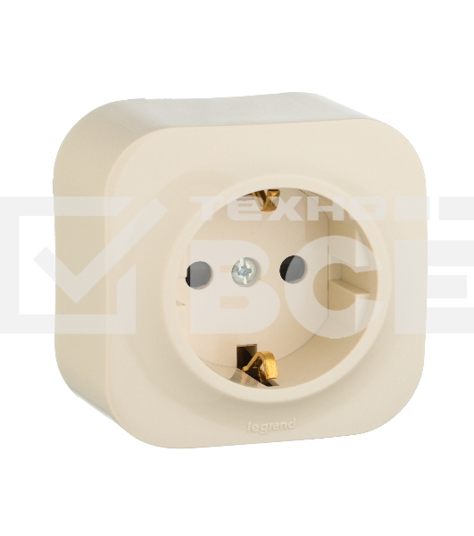 Розетка с заземлением с защитными шторками Legrand 782250 (Слоновая кость)