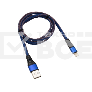Кабель Rexant USB-Lightning 2.4 A, 1 м, синяя нейлоновая оплетка