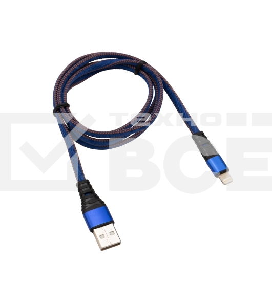 Кабель Rexant USB-Lightning 2.4 A, 1 м, синяя нейлоновая оплетка