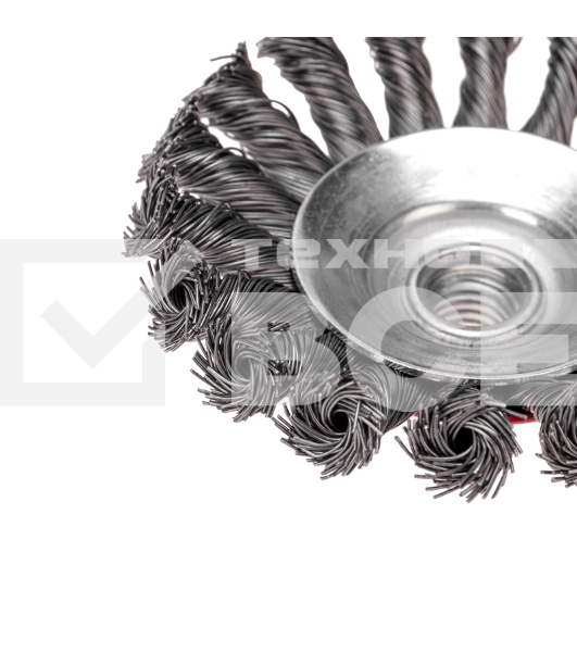 Щетка коническая для УШМ Kranz плетеные пучки стальной проволоки 100 М14