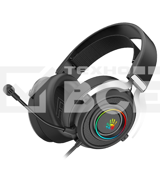 Наушники с микрофоном A4Tech Bloody G535P черный/серебристый 2м мониторные оголовье (G535P 4PIN+USB/BLACK+SILVER)