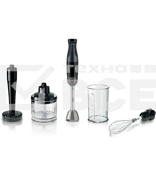 Блендер Bosch MSM4B623, погружной, мощность 1000 Вт, механическое управление, 5 насадок, цвет черный