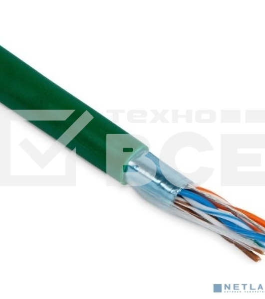 Кабель витая пара F/UTP, CAT 6, нг(А)-LSLTx, 4х2х0,575мм, 23AWG, INDOOR, SOLID, зеленый, 305м Rexant