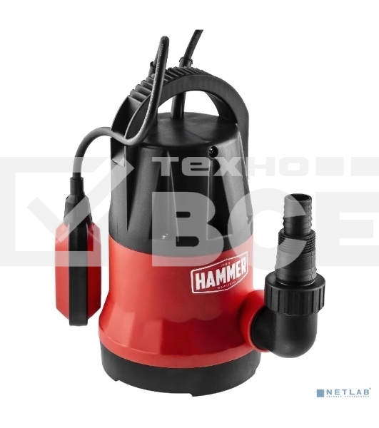 Насос дренажный Hammer NAP250CD 250Вт, 6000л/ч, высота 6м, глубина 7м