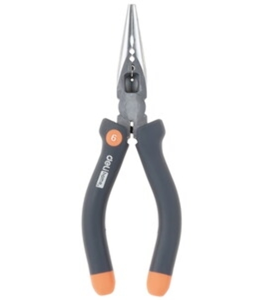 Удлиненные плоскогубцы 'Home Series Gray' Deli HT2106C 160мм, эксклюзивный дизайн, рукоятка из высококачественного софттач пластика