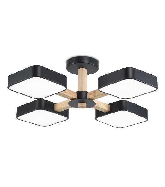 Светильник Ambrella light FL4880/4 BK/WD черный/дерево 72W 3000-6000K D610*160 (без ПДУ)