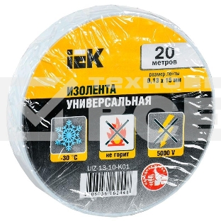 Изолента Iek UIZ-13-10-K01 0,13х15 мм белая 20 метров ИЭК