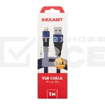 Кабель Rexant USB-Lightning 2.4 A, 1 м, синяя нейлоновая оплетка, фото2