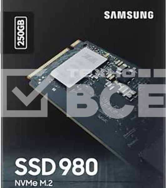 Накопитель SSD Samsung 980, 250GB, PCIe 3.0 x4, M.2 2280, NVMe, R/W 2900/1300