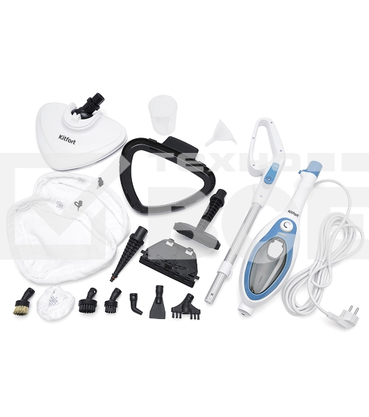 Швабра паровая Kitfort KT-1004-1 1500Вт голубой/белый