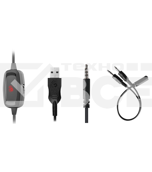 Наушники с микрофоном A4Tech Bloody G535P черный/серебристый 2м мониторные оголовье (G535P 4PIN+USB/BLACK+SILVER)
