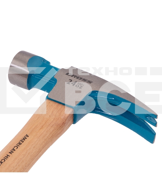 Молоток-гвоздодер Gross AMERICAN HICKORY 680 г, угол 75, магнит, обрезиненная рукоятка