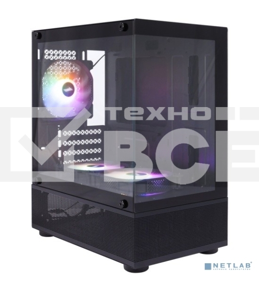 Корпус 1STPLAYER MIKU Mi2-A Black / mATX / 3x120mm LED fans / Mi2-A-BK-2F1R-1F1