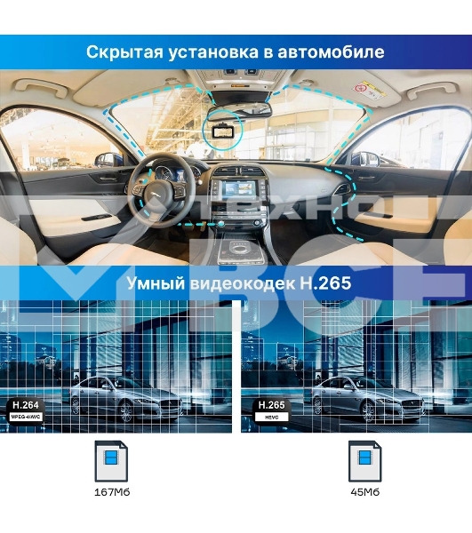 Видеорегистратор с радар-детектором TrendVision DriveCam Real 4K Signature LNA 2CH GPS ГЛОНАСС черный