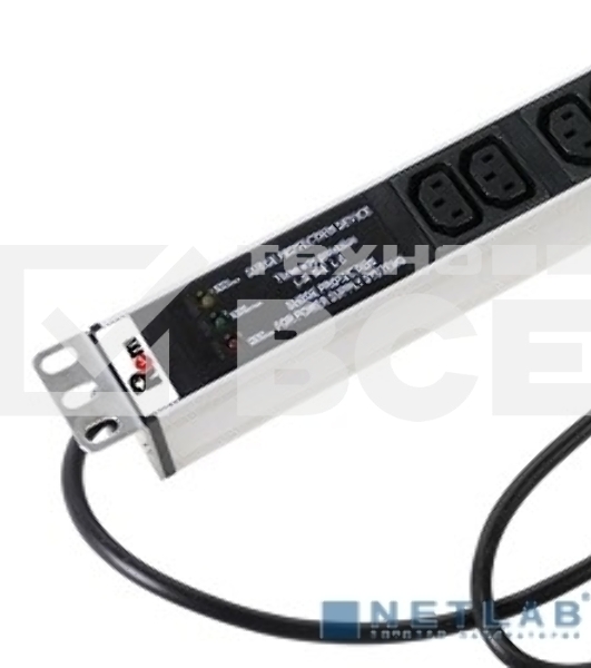 Вертикальный блок розеток Rem-16 с фил. и инд., 25 IEC 60320 C13, алюм., 42-48U, шнур 3 м.