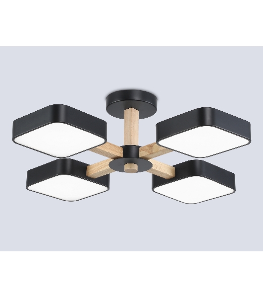 Светильник Ambrella light FL4880/4 BK/WD черный/дерево 72W 3000-6000K D610*160 (без ПДУ)