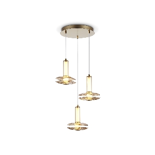 Подвесной светодиодный светильник Ambrella light LH31011/3 BS/TI латунь/янтарь 35W 3000K D450*1790