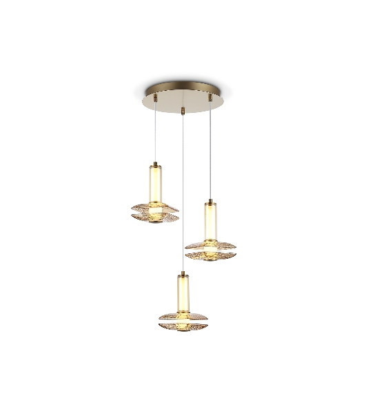 Подвесной светодиодный светильник Ambrella light LH31011/3 BS/TI латунь/янтарь 35W 3000K D450*1790