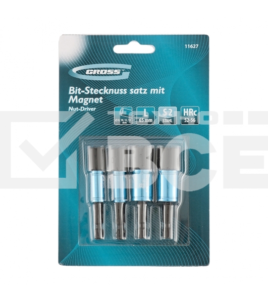 Набор головок GROSS 11627торцевых 8.10 12.13мм магнит. nut-driver s2