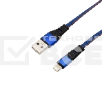 Кабель Rexant USB-Lightning 2.4 A, 1 м, синяя нейлоновая оплетка, фото3