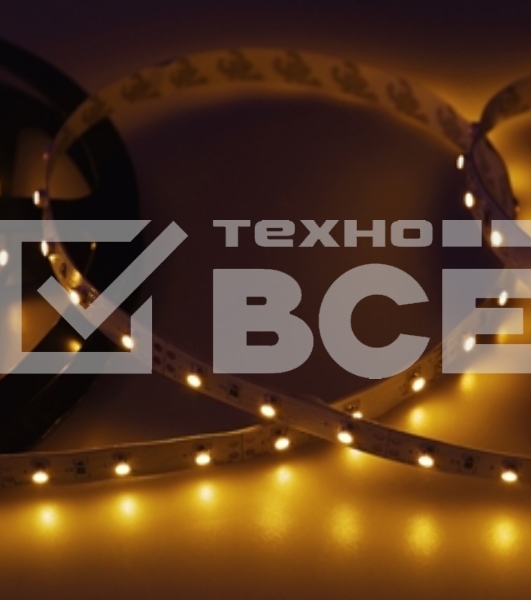 Лента LED открытая, 8 мм, IP23, SMD 2835, 60 LED/m, 12 V, цвет свечения желтый