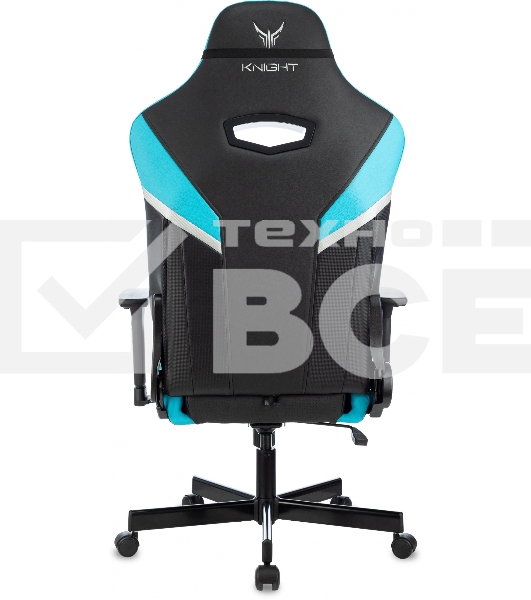 Кресло игровое Knight Thunder 5X черный/голубой эко.кожа крестов. металл