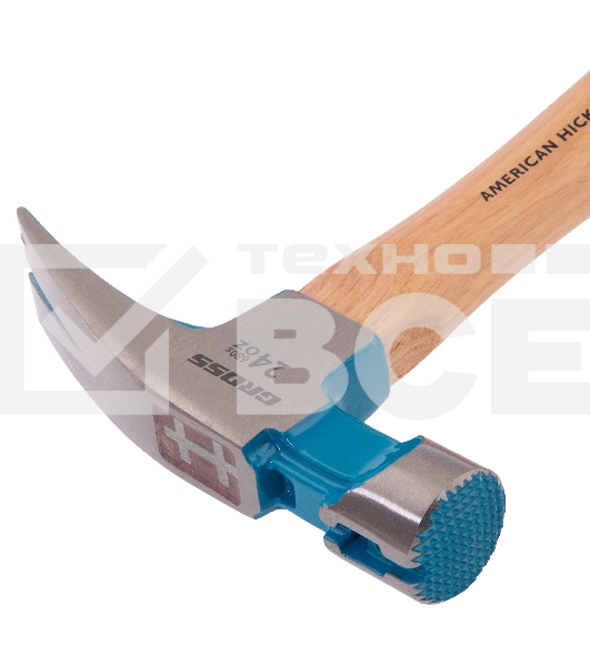 Молоток-гвоздодер Gross AMERICAN HICKORY 680 г, угол 75, магнит, обрезиненная рукоятка