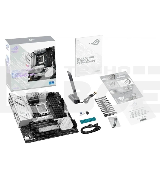 Материнская плата ASUS ROG STRIX B760-G GAMING WIFI, LGA 1700, Intel B760, 4xDDR5, 4xSATA, 2xM.2, 1xPCIe 5.0 x16, 1xPCIe 4.0 x4, 1xHDMI, 1xDP, 1x 2.5Gb LAN, 1xUSB-A 3.2 Gen 2, 2xUSB-A 3.2 Gen 1, 4xUSB-A 2.0, 1xUSB-C 3.2 Gen 1, 1xUSB-C 3.2 Gen 2x2, 5x3.5 м