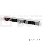 Блок розеток ЦМОRem-10 без шнура с выкл., 5 Schuko, 5 IEC 60320 C13, вход IEC 60320 C14, 10A, алюм., 19